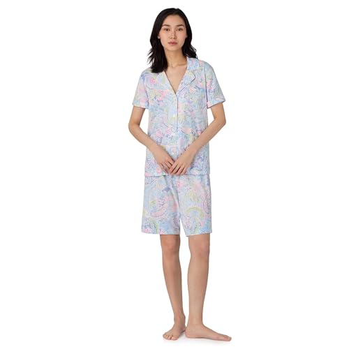 Lauren Ralph Lauren Women's Short Sleeve Notch Collar Bermuda Pj Set
