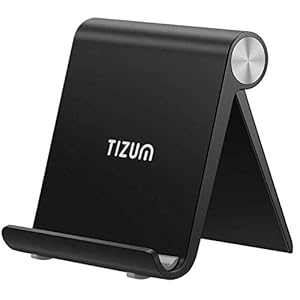 Tizum Z31- Foldable Tablet/Mobile Phone Stand Holder, Adjustable Angle, Anti-Slip Pads, Cradle, Dock Compatible for iPad, Tablets, Smartphones, Kindle with Screen up to 10-Inch (Black)