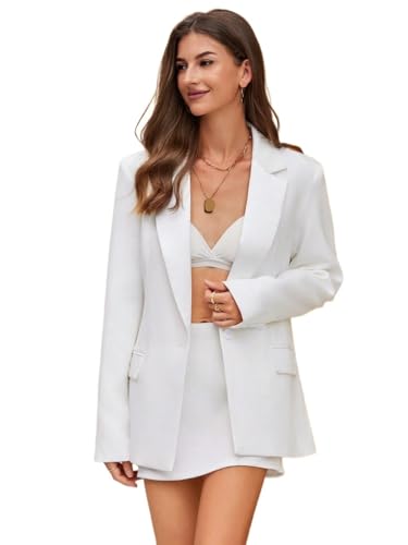 womens blazers dressy casual Flat Lapel, Single Button, Elegant Suit Jacket4