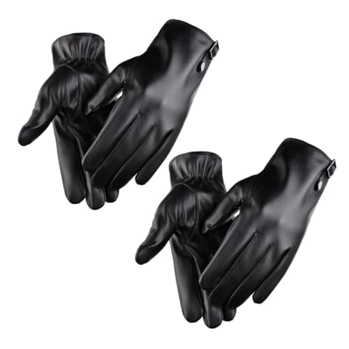 FOMIYES 1Pair Men Leather Winter Gloves Windproof Touchscreen Gloves Warm Fleece Lined for Skiing Climbing Slip Grip Design for Cold Weather Activities