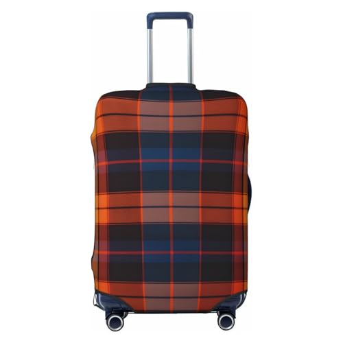 Orange Brown Plaid Luggage Cover Washable Elastic Suitcase Cover Anti-Scratch Travel Luggage Protector Covers for Kids Adult M fits 22-24 inch Suitcase