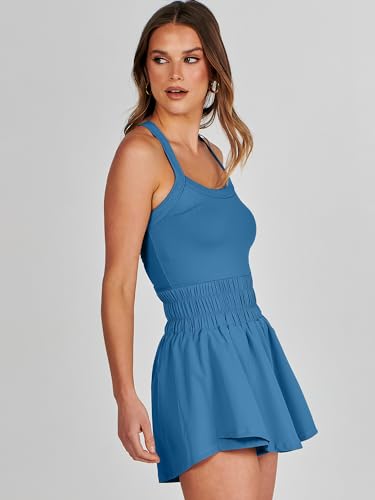 Image of ANRABESS Womens Mini Tennis Dresses Skort Summer Sleeveless One Piece Workout Romper Dress with Shorts Athletic 2026 Outfit