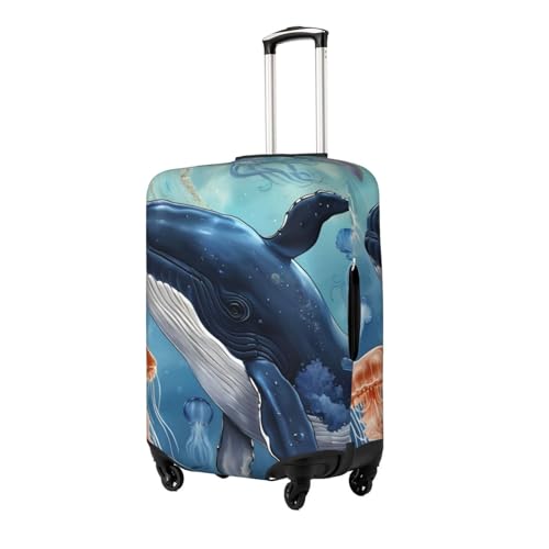 Sea whale & jellyfish Print Fashionable Suitcase Cover Personalized Luggage Protector for Travel and Business2