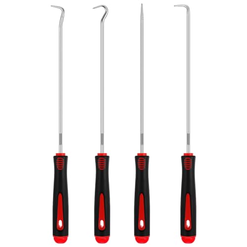 Image of WILLBOND 4 Pcs Pick and Hook Tools, Automotive,9.45 Inches,Red