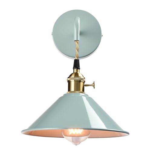 Image of Sea Green Wall Sconce 2-Pack, Hanging Height-Adjustable Wall Lamp, Plug-in&Hardwire Optional Wall Light Fixture with On /Off Switch for Bedroom Coffee Bar