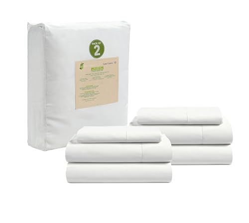 Image of LANE LINEN 100% Organic Cotton White Twin XL Sheets Set, 3-Piece Pure Organic Cotton Percale Sheet, Extra Long Twin Sheets, Ultra Soft Bedding Sheet, Fits Mattress Upto 15 inch Deep - White (2Pack)