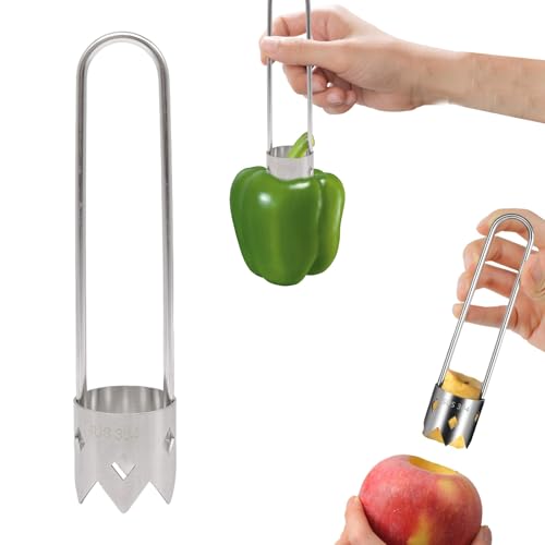 2Pcs Stainless Steel Fruit and Vegetable Corer Tool - 2025 Upgraded Red Bell Pepper Seed Remover, Apple Corer, and Kitchen Gadget for Home Use (Includes 2Pcs)