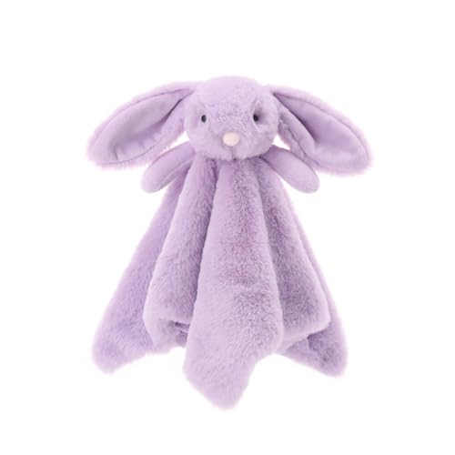 Image of Apricot Lamb Stuffed Animals Purple Bunny Rabbit Security Blanket Infant Nursery Character Blanket Luxury Snuggler Plush Baby Lovey(Purple Bunny)