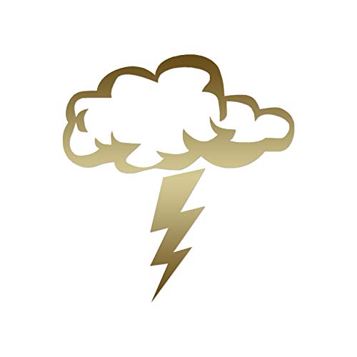 Image of Storm Cloud Lightning Bolt - Vinyl Decal Sticker - 3.75 inch x 4 inch - Gold