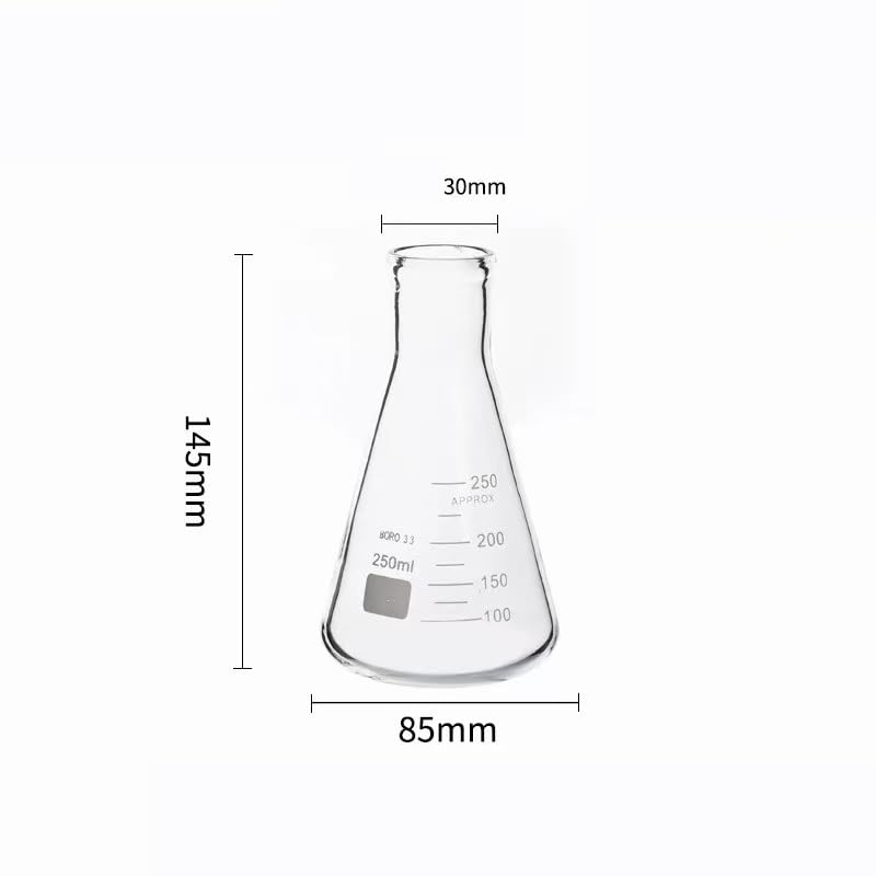 Matraz cónico de vidrio, Matraz Erlenmeyer cónico de vidrio borosilicato 50-5000 ml for uso en laboratorio(250ml)