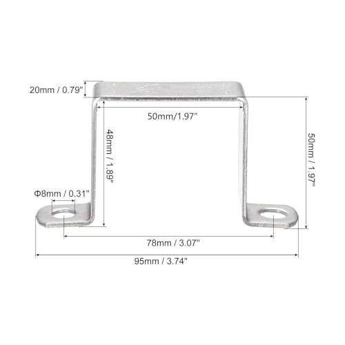 TA-VIGOR 8Pcs U Shaped Connector Bracket, 50mm x 50mm Stainless Steel Bracket Stainless Steel Pipe Clamp - Image 2