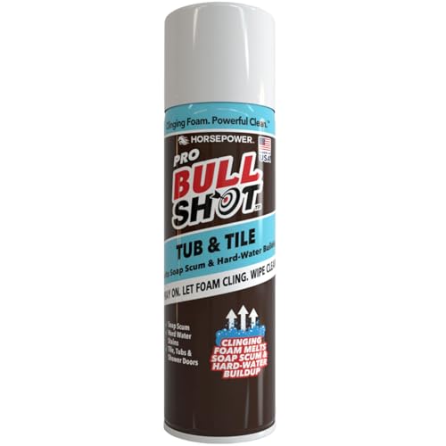 Bull Shot Tub & Tile Spray As Seen On TV Clinging Foam Bathroom Cleaner for Soap Scum Hard Water Tub Tile & Shower Doors