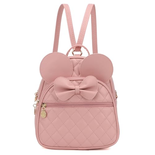 KL928 Girls Mini Backpack Bowknot Polka Dot Cute Small Daypacks Convertible Shoulder Bag Purse for Women Black