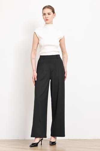 Balleay Art Dress Pants Women High Waisted Loose Stretch Wide Leg Trousers Work Business Casual Ladies Slacks with Pockets3