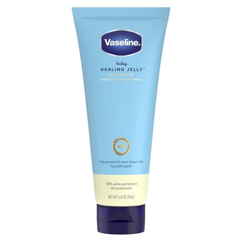 Vaseline Baby Healing Jelly 100% White Petrolatum Skin Protectant 1 ct for Preventing & Treating Diaper Rash with a Hypoallergenic Pediatrician-Recommended Formula 6.8 OZ