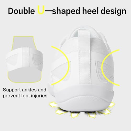Image of Cheer Shoes for Youth Girls White Cheerleading Athletic Dance Shoes Tennis Sneakers for Competition Sport Training
