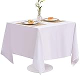 FURNLIK EVENTSDECO Square Tablecloth White Polyester Table Cloth 200 GSM 70x70 Table Cloths for Banquet Wedding Buffet Dining and Party