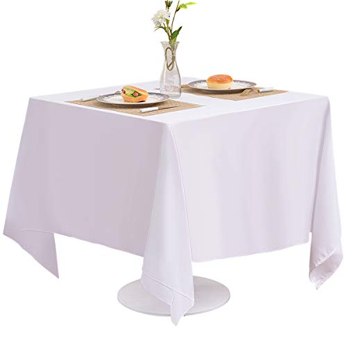 EVENTSDECO Square Tablecloth White Polyester Table Cloth 200 GSM 52x52 Table Cloths