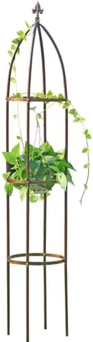 100% Metal Obelisk Garden Trellis 6.3 Feet Tall Sturdy Plant Support for Climbing Vines and Flowers Stands,1pc Upgrade (Bronze, Large)