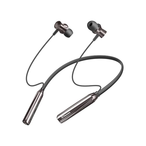 Image of TP TROOPS Neckband Bluetooth Headphones with 50 Hours Playtime with 10mm Drivers, Rich Music Experience, Type C Charging, Bluetooth 5.3 Wireless in-Ear Earphones with Mic, Voice Assistant (Dark Grey)