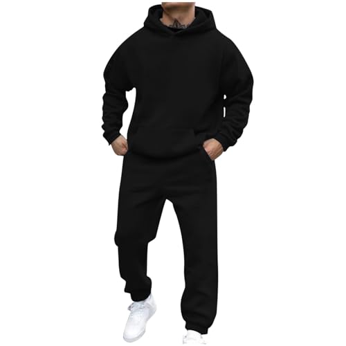 Black 2-Piece Jogger Set for Men - Matching Sweatpants & Sweatshirt