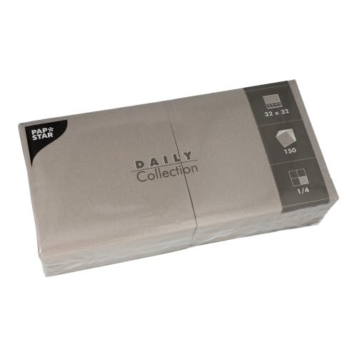 Lot de 150 Serviettes Jetables « Daily Collection » - Pliées en 4-32 x 32 cm - Grises
