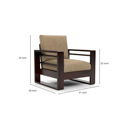 Image of Solid Sheesham Wood 5 Seater Sofa Set | (3+1+1) Five Person Sofa for Living Room | Stylish & Durable 5 Seater Sofa for Office & Home Furniture (Selen Walnut, 5 Seater)