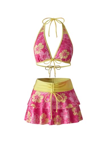 Floerns Women's 3 Piece Bikini Sets Boho Floral Print...