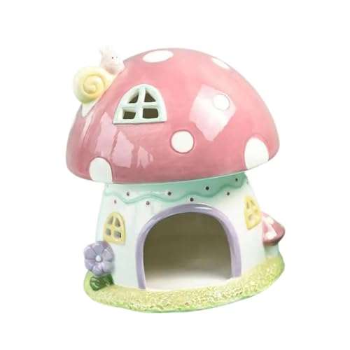 ????? Hamster Hideout Small Pets Play Hut Sturdy Hamster House Mushroom Shape Lovely Play and Rest for Mouse Small Pets Ferret, Pink