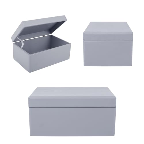 Creative Deco Large Grey Wooden Box Storage with Hinged Lid | 11.8 x 7.87 x 5.51 inches (+-0.5) | Gift Box Storage | Product NOT Intended for 15 Years OR Below