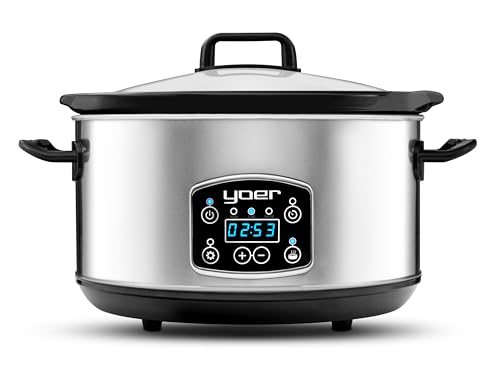 Yoer Clever-Cook SC4502S, Slow Cooker, 280W, 4,5L, Multifunktional, ECO, 16-Stunden-Timer, LCD-Display, Temperaturhaltefunktion, 3 Betriebsmodi, Herausnehmbarer Keramikeinsatz, Antihaft-Beschichtung Yoer Clever-Cook SC4502S, Slow Cooker, 280W, 4,5L, Multifunktional, ECO, 16-Stunden-Timer, LCD-Display, Temperaturhaltefunktion, 3 Betriebsmodi, Herausnehmbarer Keramikeinsatz, Antihaft-Beschichtung