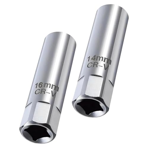 Chiave Candela 16mm/14mm, 2 Pezzi, Universale Magnetica Chiave a Bussola, 12 Angoli Chiave a Bussola, Chiave per Candele Auto, Strumento per Candele di, per Rimuovere le Candele Dell'auto