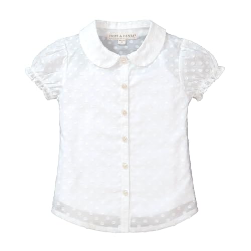 Hope & Henry Girls' Woven Short Sleeve Peter Pan Collar Top with Tank 2-Piece Set