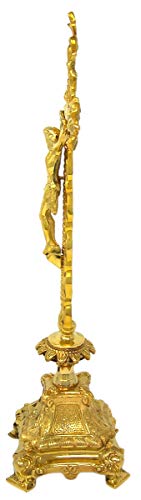 Religious Gifts Jesus Christ Cross Polished Solid Brass Standing Crucifix for Church, 17 Inch
