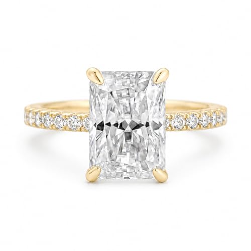 Effinny 14K Gold Plated Radiant Moissanite Ring