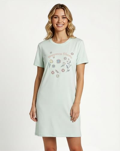 Image of Real Essentials 3 Pack: Women's Short Sleeve Nightgown Dress - Nightshirt Pajama Sleep Shirt Sleepwear (Available in Plus)