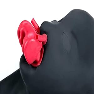 Gezicht verstikkende mond met beugels en nasale buis pure zwarte latex masker orale geweld bondage training voor mannen…