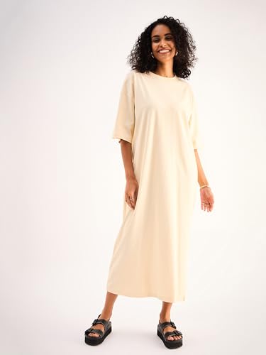 Image of SASSAFRAS Women Beige Oversized T-Shirt Dress -XXL