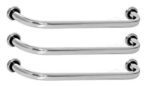 Kit 3 Barras De Apoio Para Banheiro De 30cm Idosos E Pne Cor: Cinza
