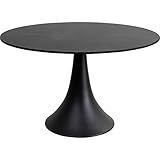 kare tavolo di design grande possibilita, nero, rotondo per interni ed esterni, per 4 persone, tavolo da cucina, tavolo da giardino, scrivania, ceramica, base in alluminio nero, diametro 110 cm