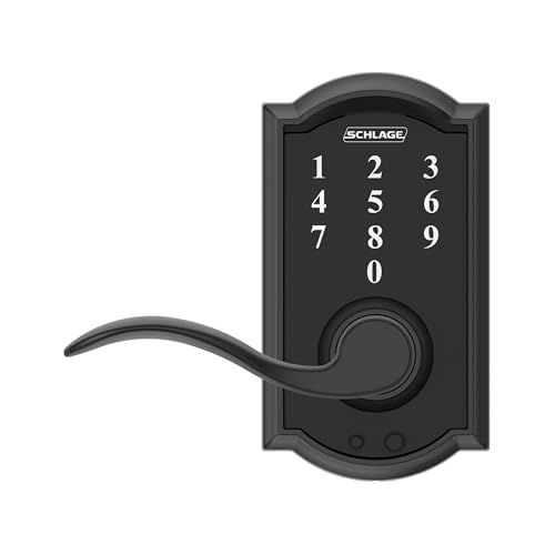 Schlage Touch Electronic Lock, Lever Handle, Camelot Trim, Matte Black - image 5