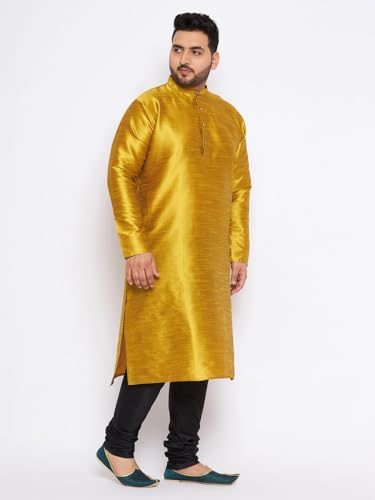 Image of Vastramay Plus Men's White Silk Blend Kurta Pyjama Set VPLUSMKWH001nPBL 44 | Independence Day