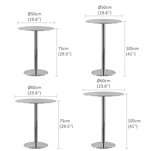 Mesa de centro alta redonda con base estable de acero inoxidable puro 3