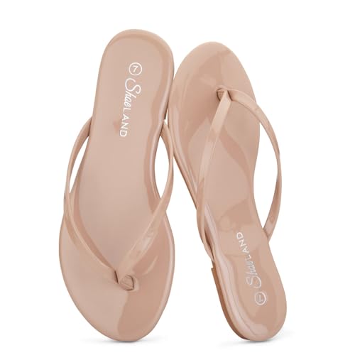 Image of Shoe Land Thong Flip Flops for Women, Memory Foam Flat Sandals, Lightweight Summer Slides, Non Slip Comfort Sandals for Beach, Travel and Everyday Wear