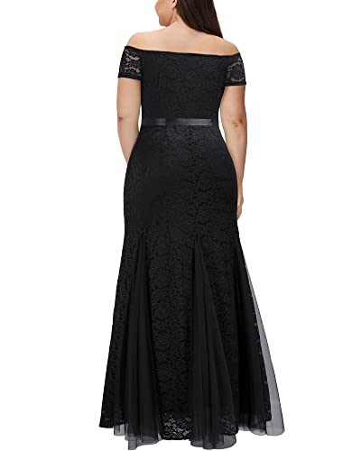Miusol Women's Plus Size Formal Off Shoulder Vintage Floral Lace Mermaid Maxi Evening Party Dress2