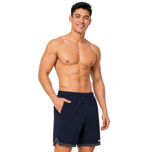 Image of NINQ Men's Sports Shorts Pack of 2 | Casual Gym Shorts with Side Zipper Pockets, Elastic Waist & Quick-Dry Comfort for Running & Workout