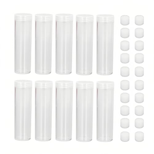 Tubos de almacenamiento para monedas Joyzan, plástico transparente con tapa, 10 piezas miniatura 1