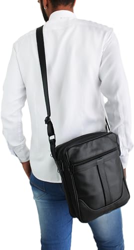bolsa masculina e feminina tiracolo 100% couro bovino legítimo Shoulder Bag 015 (Preta)