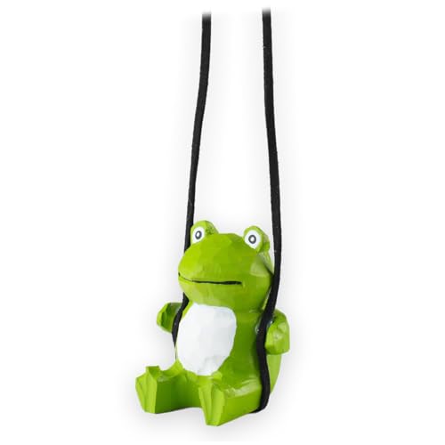 VIPbuy 100% handgefertigte hölzerne schwingende Frosch-Auto-Hängedekoration – niedliche, handgeschnitzte, bemalte Holz-Frosch-Figur, Auto-Spiegel-Hängezubehör, Dekoration, Geschenke