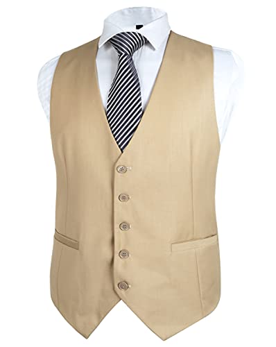 Image of Alizeal Mens Classic Solid Suit Vest Regular Fit Tuxedo Waistcoat